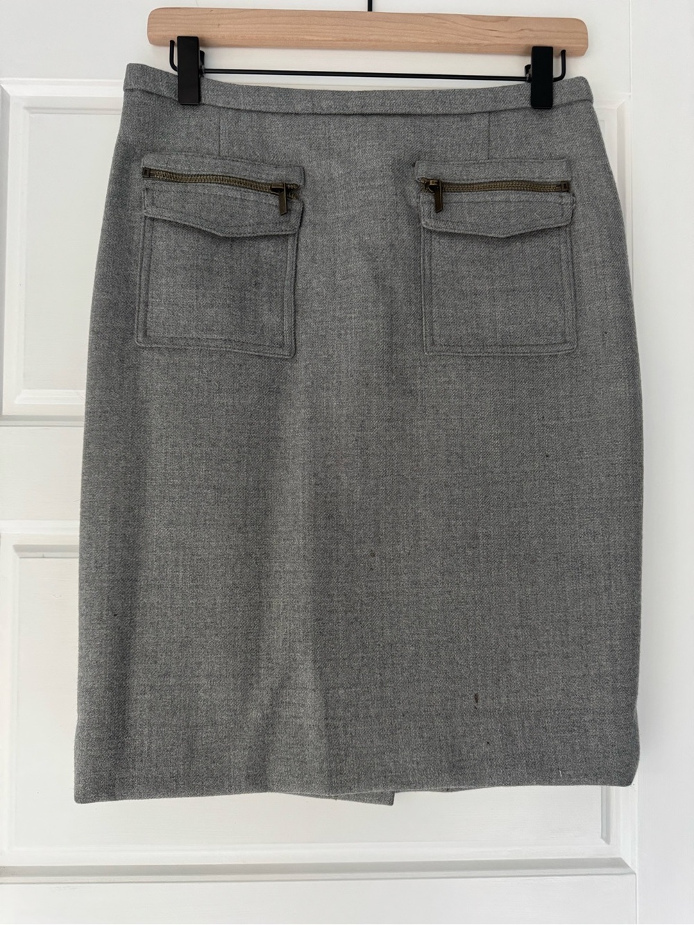 J. Crew Heather Gray Pencil Skirt with Front Zip Pockets